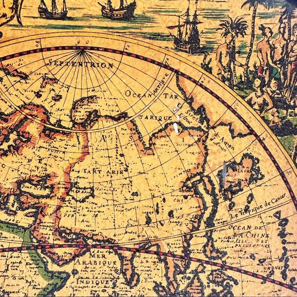 Set Of 4 VTG MCM Old World Map Globe Serving Tray M.B. Daniels & Co. New York - Picture 3 of 11